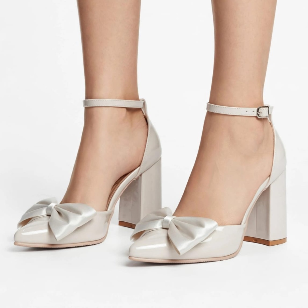 Stiletto Scarlett Hueso Taco Cuadrado  X9