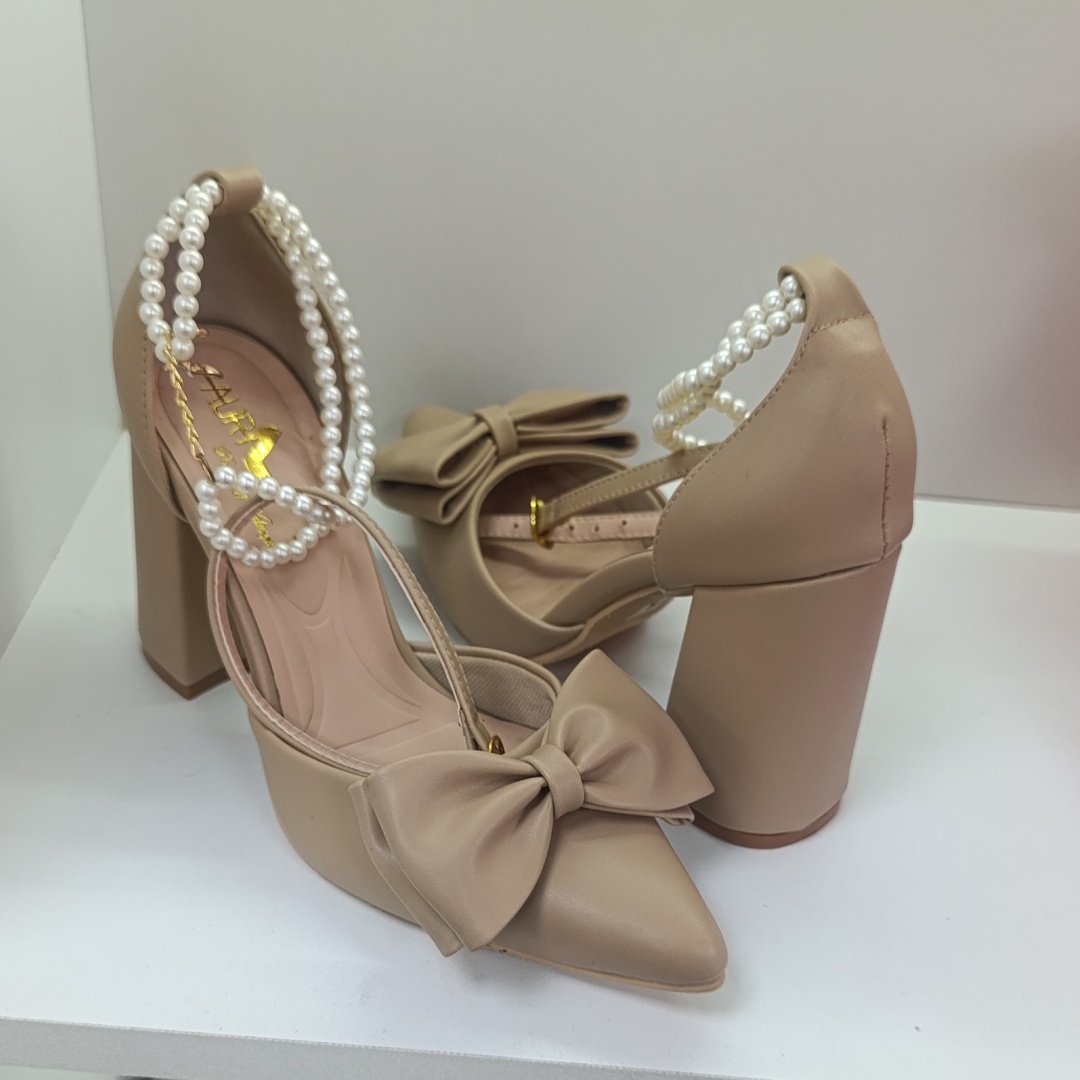 Stiletto Cute Beige Taco Cuadrado X9