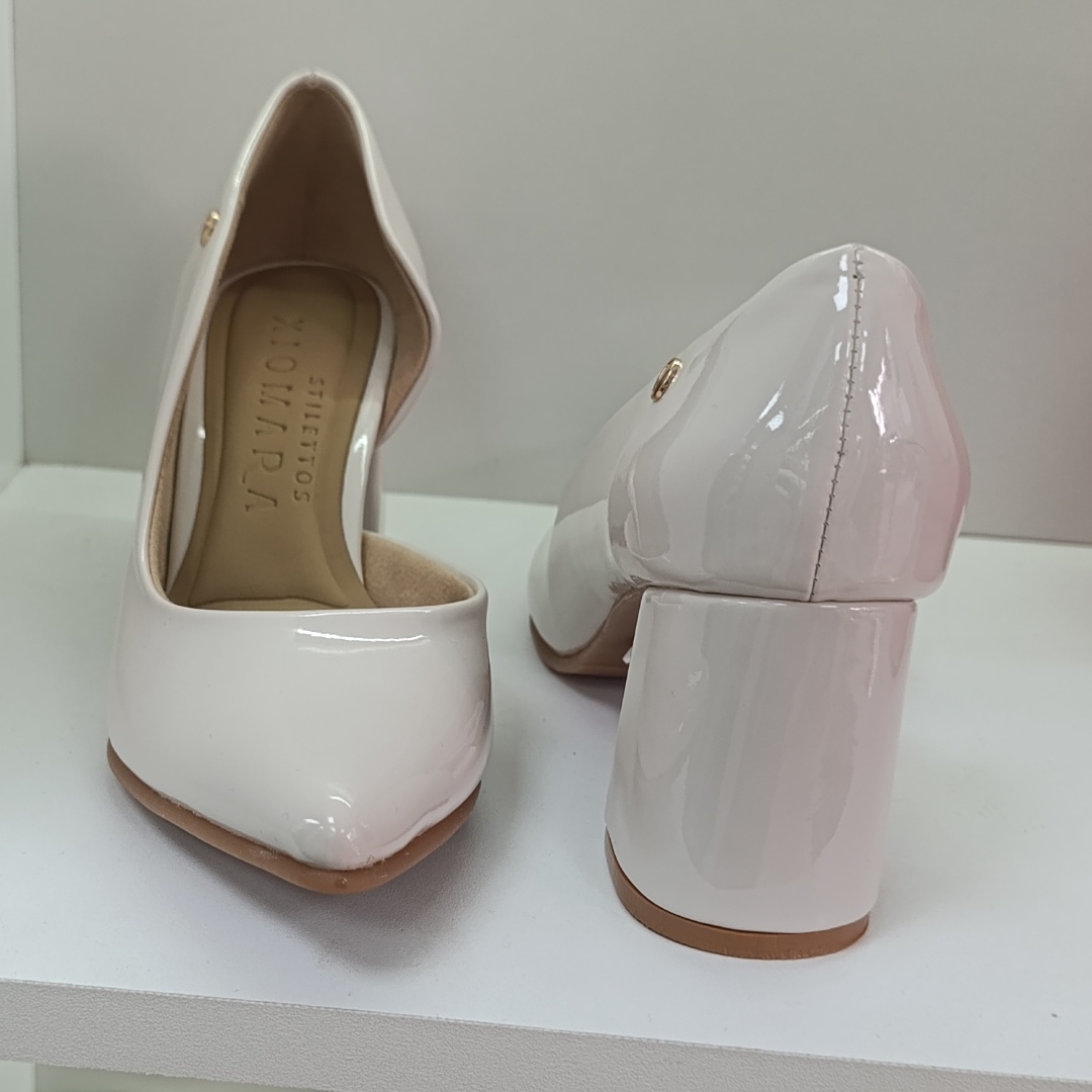 Stiletto Media Luna Taco Cuadrado Hueso X7