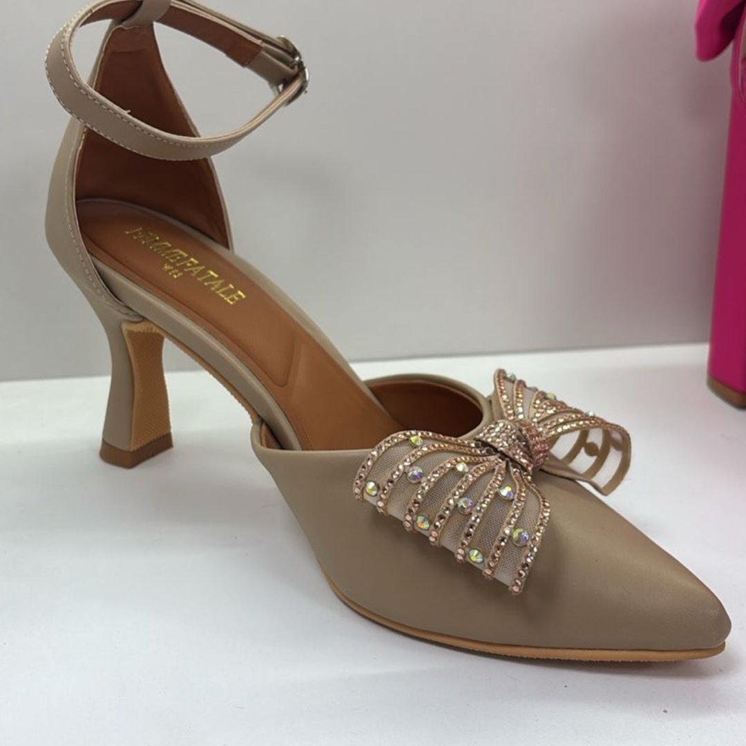 Stiletto Tul Cuero Beige Copa X7