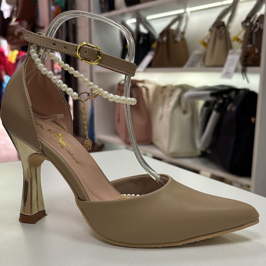 Stiletto Taco Dorado Beige X9 Copa