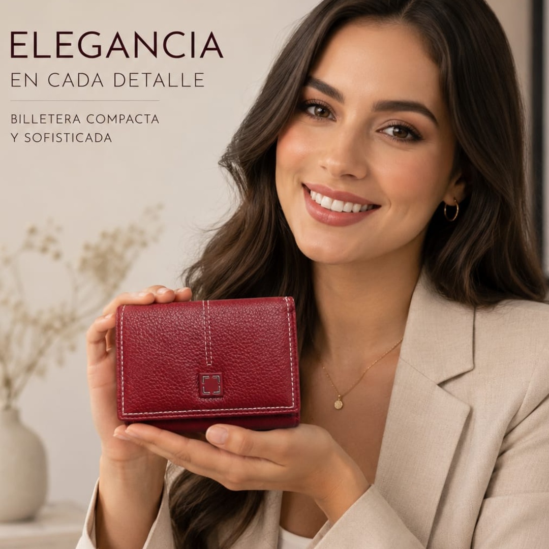 Billetera Ta660  Cuadrada De Dama, Cuero Tailian